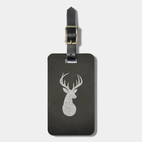 Deer With Antlers Chalk Drawing Luggage Tag