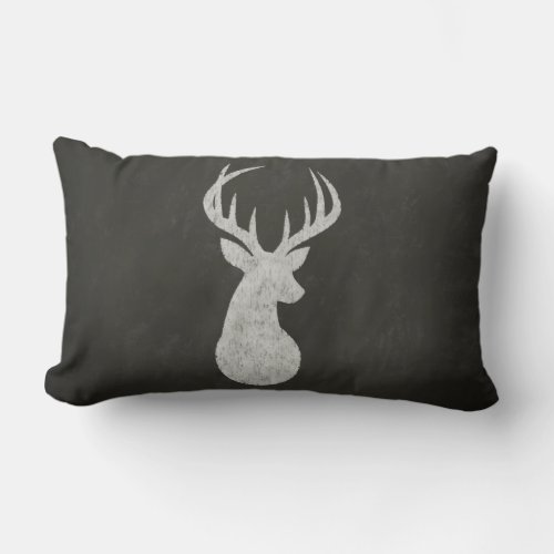 Deer With Antlers Chalk Drawing Lumbar Pillow