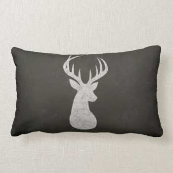 Deer With Antlers Chalk Drawing Lumbar Pillow by CozyMode at Zazzle