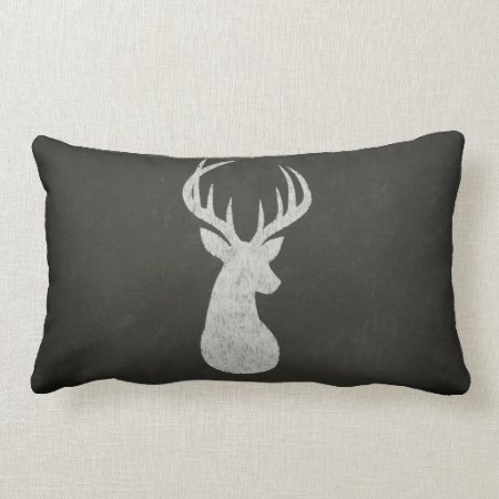 Deer With Antlers Chalk Drawing Lumbar Pillow
