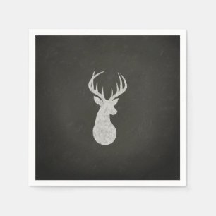 Deer With Antlers Chalk Drawing Paper Napkins