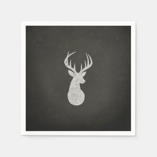Deer With Antlers Chalk Drawing Paper Napkins