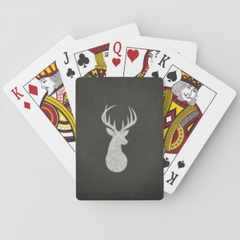 Deer With Antlers Chalk Drawing Playing Cards by CozyMode at Zazzle