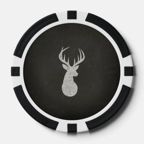 Deer With Antlers Chalk Drawing Poker Chips