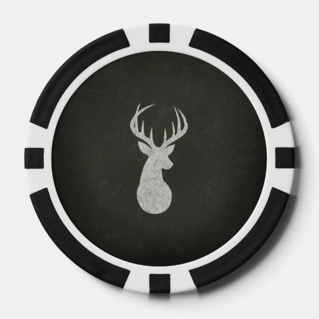 Deer With Antlers Chalk Drawing Poker Chips (Front)