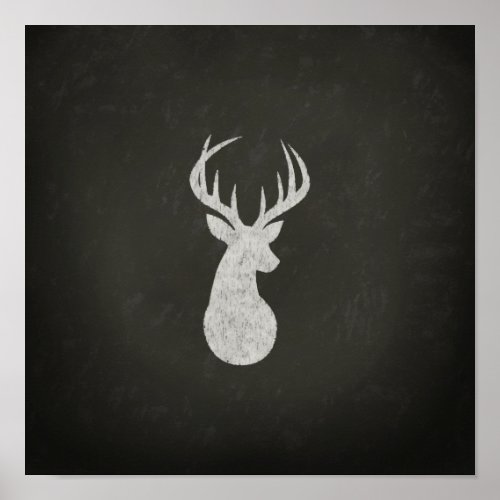 Deer With Antlers Chalk Drawing Poster
