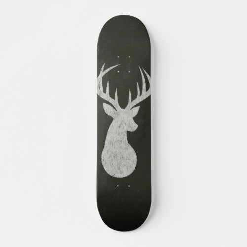 Deer With Antlers Chalk Drawing Skateboard Deck