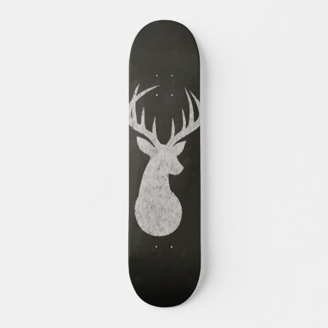 Deer With Antlers Chalk Drawing Skateboard Deck (Front)
