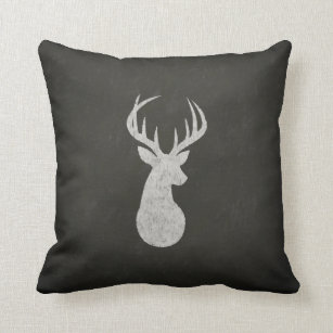Deer With Antlers Chalk Drawing Throw Pillow
