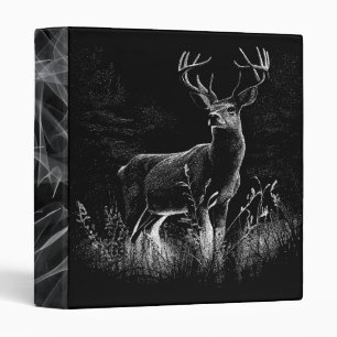 Deer with antlers framed by field and tree 3 ring binder