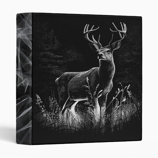 Deer with antlers framed by field and tree    3 ring binder (Front/Spine)