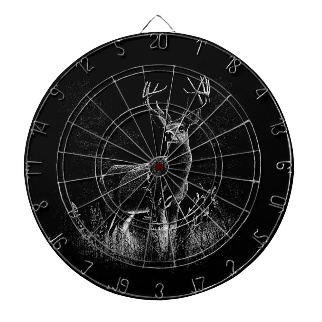 Deer with antlers framed by field and tree      dart board (Front)