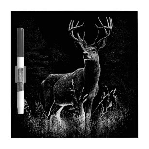 Deer with antlers framed by field and tree        dry erase board