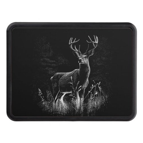 Deer with antlers framed by field and tree    hitch cover