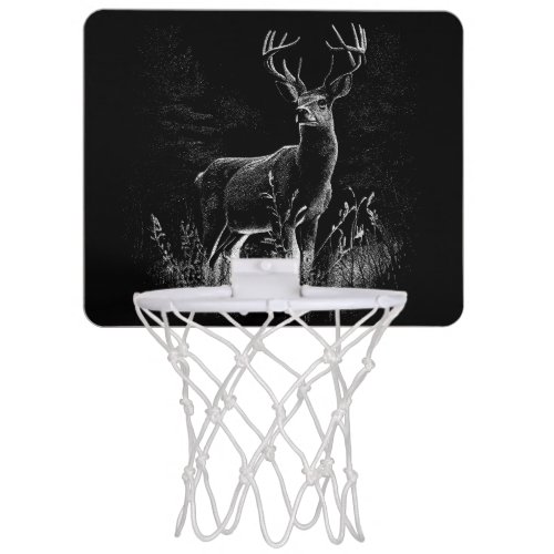 Deer with antlers framed by field and tree      mini basketball hoop