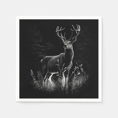 Deer with antlers framed by field and tree        napkins