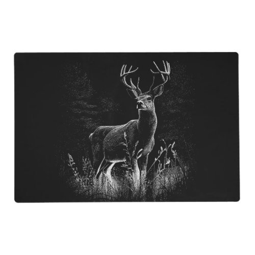 Deer with antlers framed by field and tree    placemat