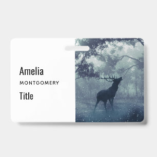 Deer with Antlers in a Shadowy Forest Badge