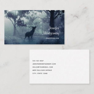 Deer with Antlers in a Shadowy Forest Business Card