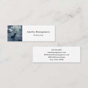 Deer with Antlers in a Shadowy Forest Mini Business Card