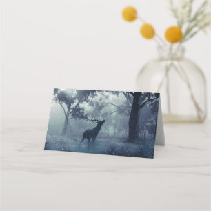 Deer with Antlers in a Shadowy Forest Place Card