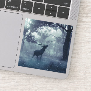 Deer with Antlers in a Shadowy Forest Sticker
