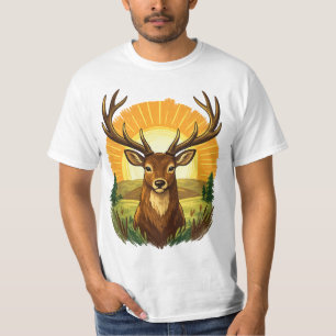 Deer with Antlers Sunset Forest Hunter Gift T-Shirt