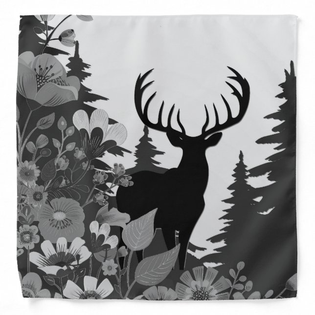 Deer with Big Rack Buck Comes Out of Forest  Bandana (Front)