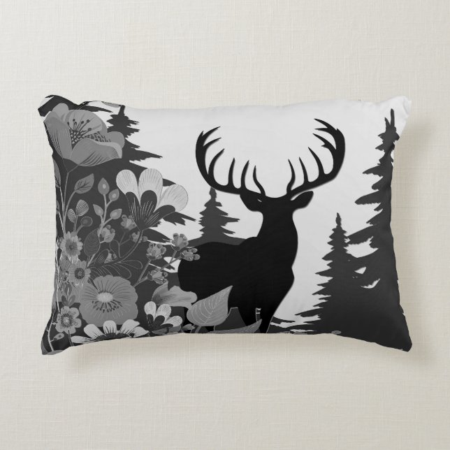 Deer with Big Rack Out of Forest  Accent Pillow (Front)