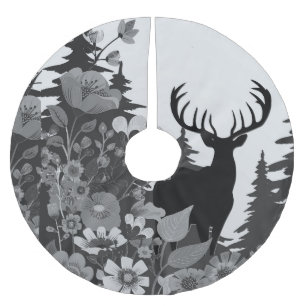 Deer with Big Rack Out of Forest Brushed Polyester Tree Skirt