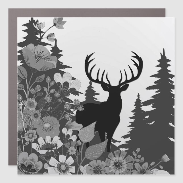 Deer with Big Rack Out of Forest  Car Magnet (Front)