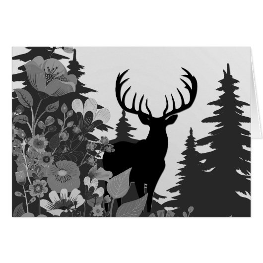 Deer with Big Rack Out of Forest Cards (Front Horizontal)