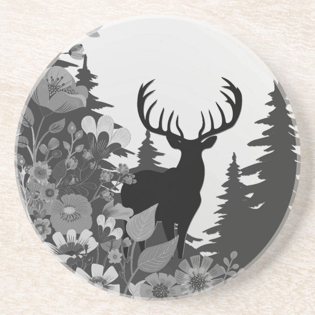 Deer with Big Rack Out of Forest  Coaster (Front)