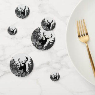 Deer with Big Rack Out of Forest  Confetti