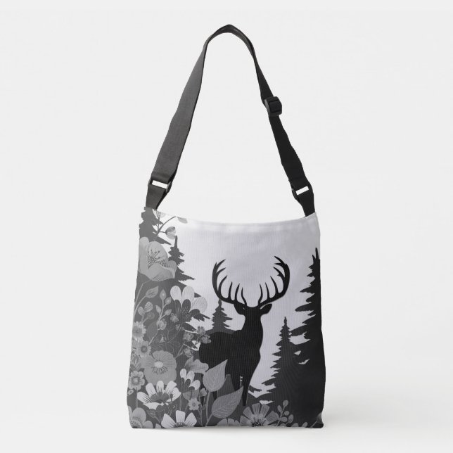 Deer with Big Rack Out of Forest  Crossbody Bag (Front)