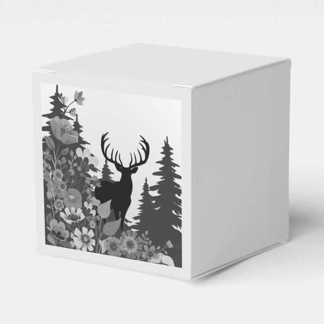 Deer with Big Rack Out of Forest  Favor Boxes (Front Side)