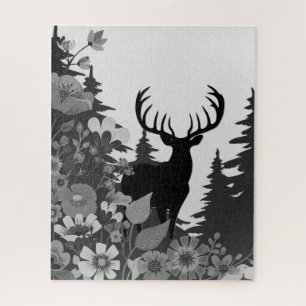Deer with Big Rack Out of Forest  Jigsaw Puzzle