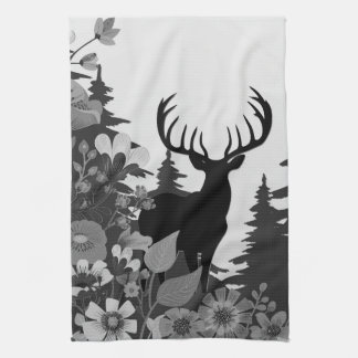 Deer with Big Rack Out of Forest  Kitchen Towel