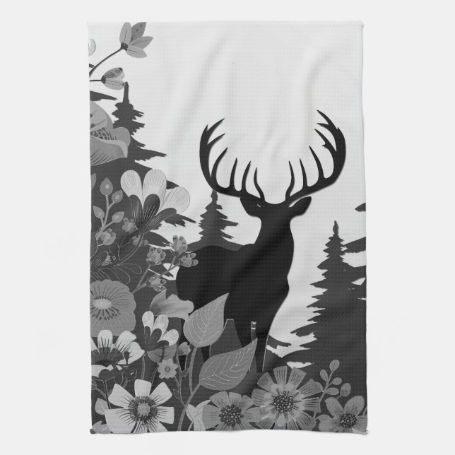 Deer with Big Rack Out of Forest  Kitchen Towel (Vertical)