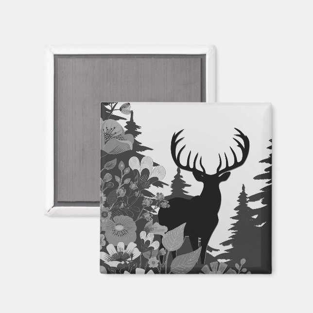 Deer with Big Rack Out of Forest  Magnet (Front/Back)