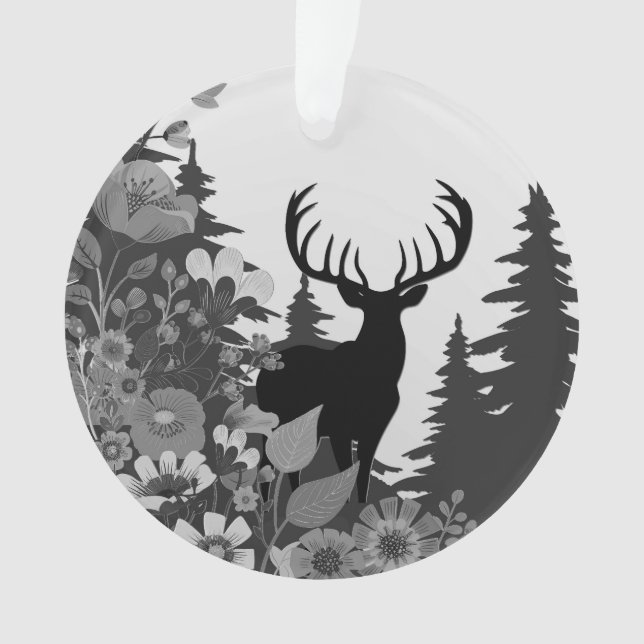 Deer with Big Rack Out of Forest  Ornament (Front)