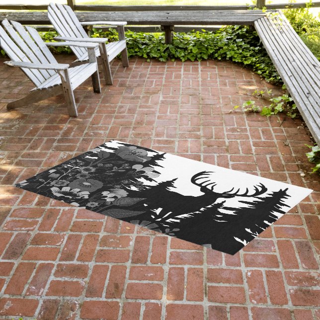 Deer with Big Rack Out of Forest  Outdoor Rug (Insitu (Outdoor 3))