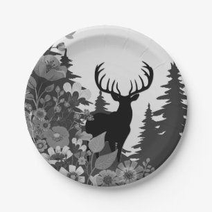 Deer with Big Rack Out of Forest Paper Plates
