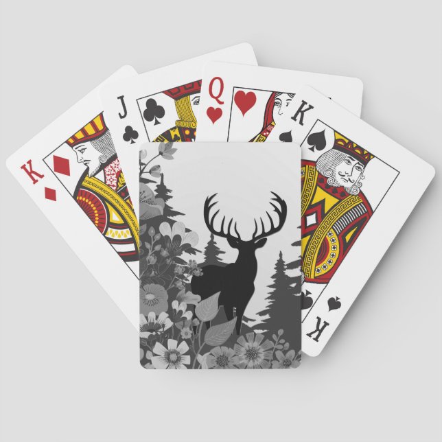 Deer with Big Rack Out of Forest  Poker Cards (Back)