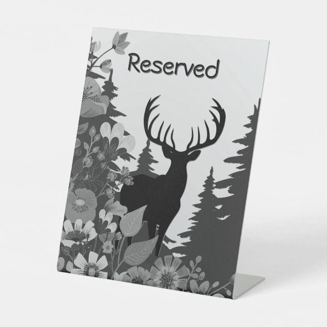 Deer with Big Rack Out of Forest Reserved Pedestal Sign (Front)