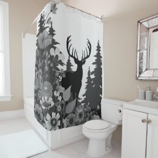 Deer with Big Rack Out of Forest 