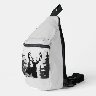 Deer with Big Rack Out of Forest  Sling Bag