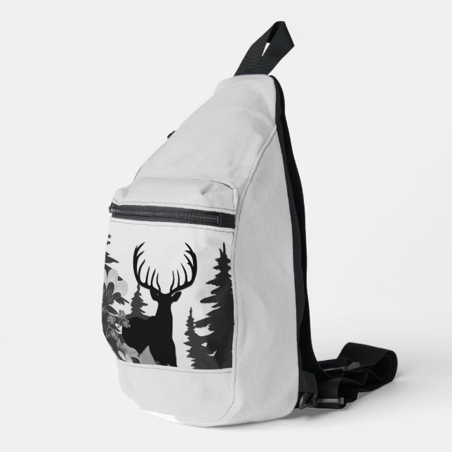 Deer with Big Rack Out of Forest  Sling Bag (Right Corner)