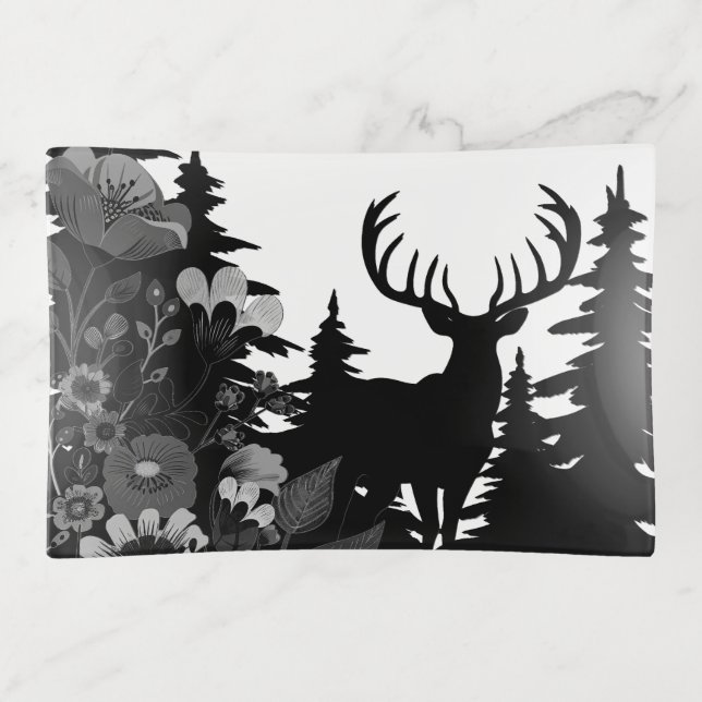Deer with Big Rack Out of Forest  Trinket Tray (Front)