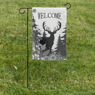 Deer with Big Rack Out of Forest Welcome Garden Flag